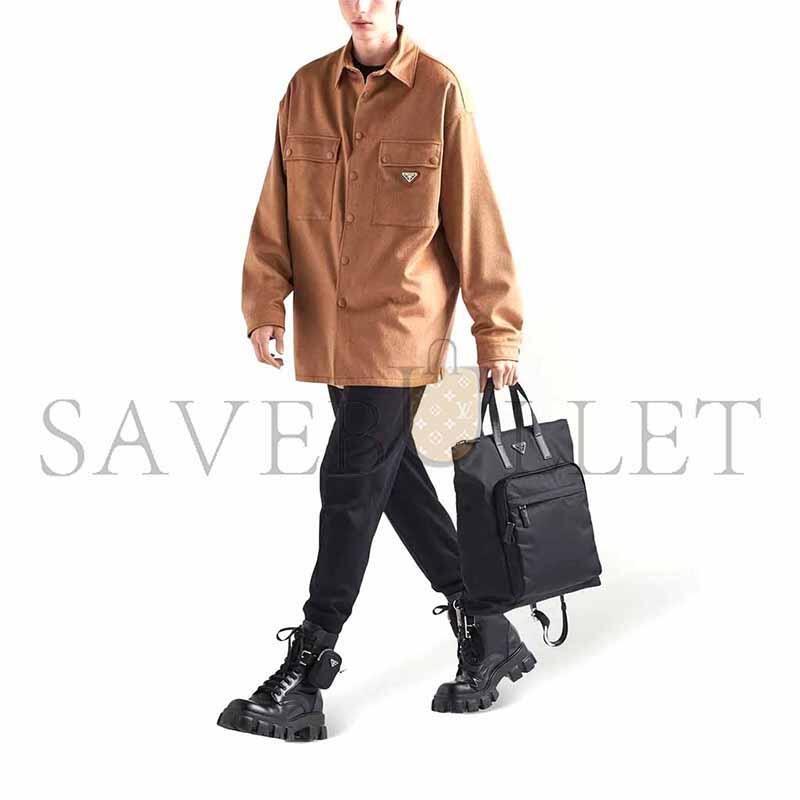 Pra*a saffiano eco-friendly recycled leather handbag 2vg098 (42*38*10cm)